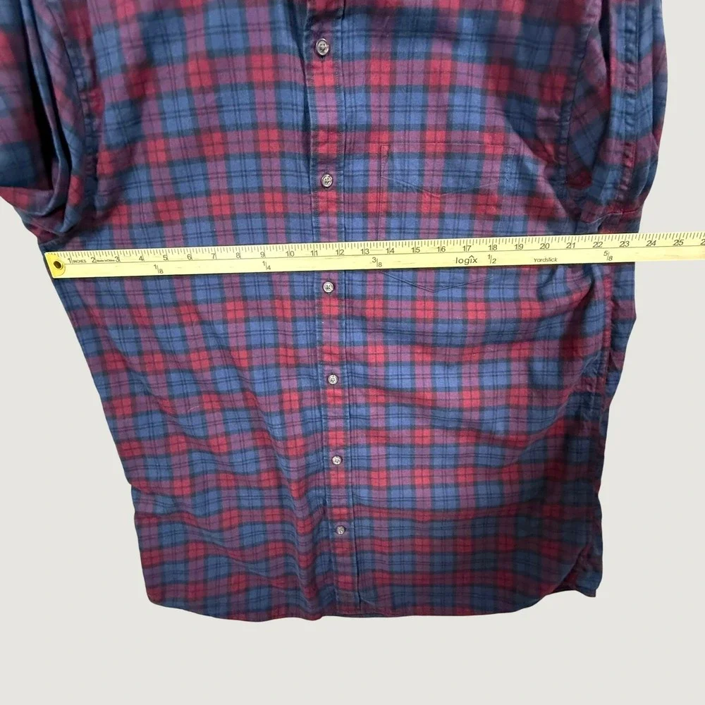 Banana Republic Mens XL Tall Untucked Slim Fit Ultra-Soft Flannel Plaid Shirt